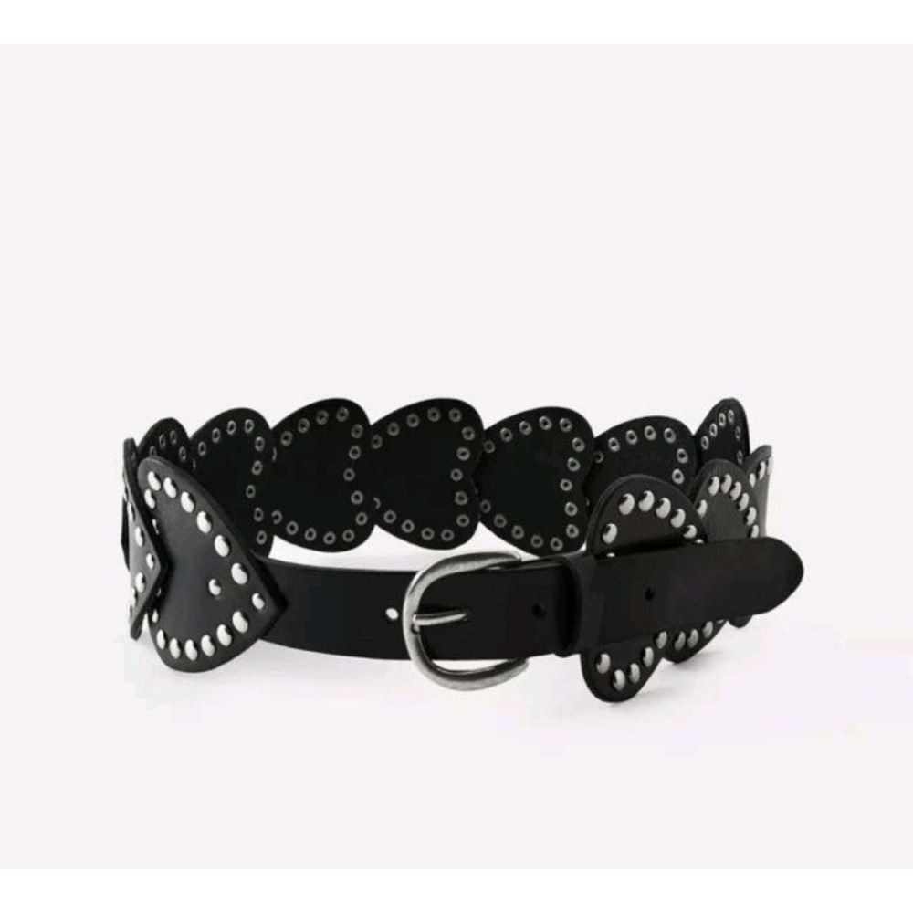 Zara Leather Studded Heart Waist Belt US S NWOT